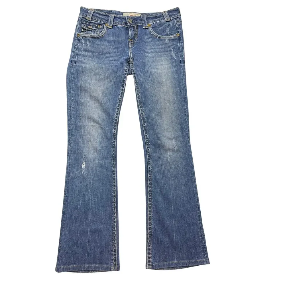 EUC - MEK Denim Easter Island Low Rise Distressed Bootcut Jeans